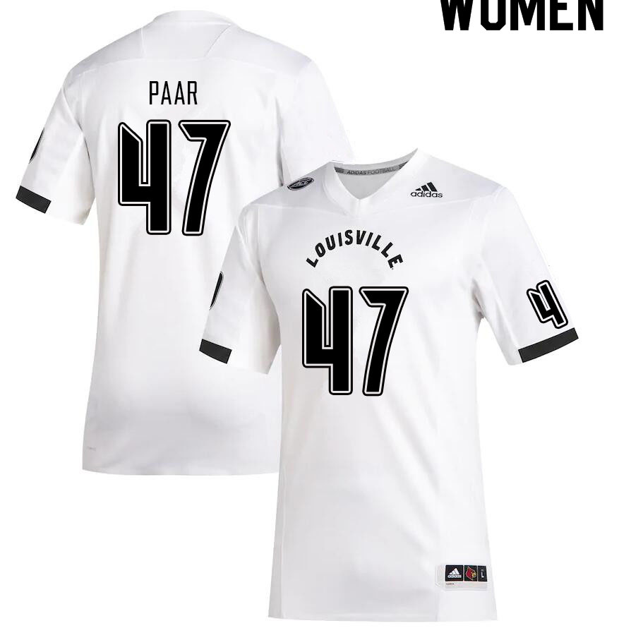 Women #47 William Paar Louisville Cardinals College Football Jerseys Sale-White - Click Image to Close